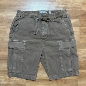Vince Men's Drop-Rise Military Cargo Shorts Brown Size Medium Casual Linen Blend